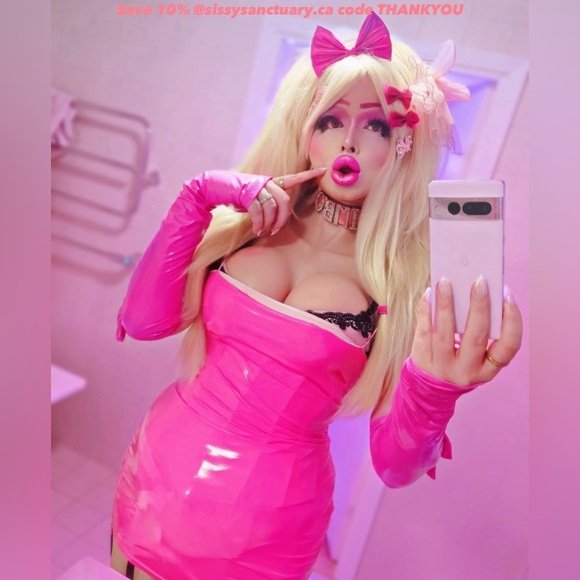 sissy Dresses & Skirts - Sissy Princess Pink Latex look Corset Overbust Bustiers Top Sexy Shiny PVC S-2XL